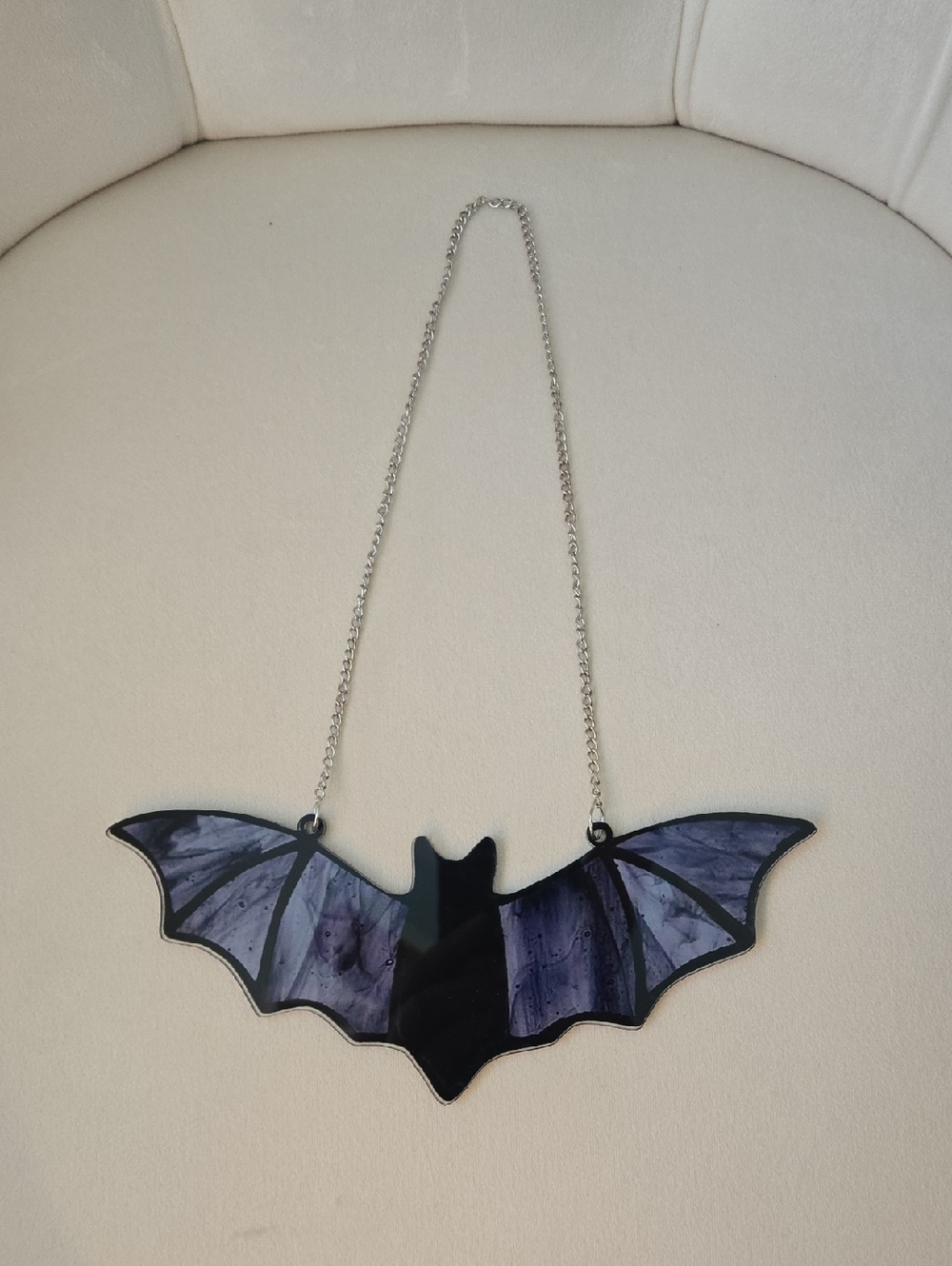 Handmade Black and Purple Bat Wall Acrylic Hanging, Decorative Home Accent, NWT